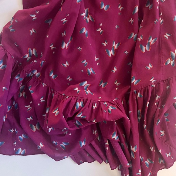 Free People Pretty Dayz 2-Piece Set Magenta Butterfly Print Size M EUC #bohochic - Picture 7 of 7